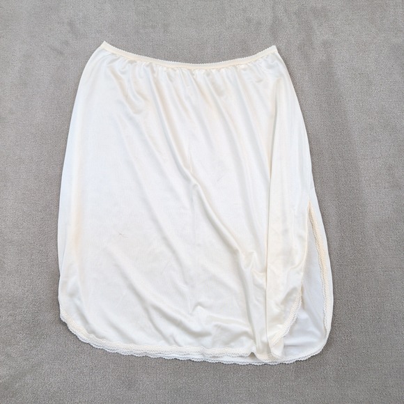 Shadowline Vintage Half Slip 1X 24 Ivory Lace Trim Lingerie Skirt USA Made — photo 2
